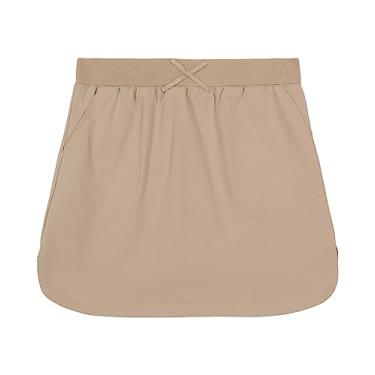 Imagem de IZOD Saia de trotinete de uniforme escolar para meninas com shorts, cintura de malha e bolsos funcionais, resistente a rugas, Cáqui, 10 Years