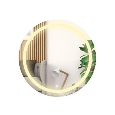 Imagem de Espelho de Cristal Redondo 80x80 cm com LED Touch – Luz Fria – Lapidado e Jateado – Para Banheiro, Quarto ou Lavabo – Lumière Calixto