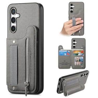 Imagem de Capa tipo carteira para Samsung Galaxy A56 com alça para cartão (para Samsung Galaxy A56/cinza)