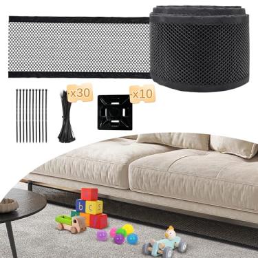 Imagem de AmaCielo Bloqueador sob o sofá, bloqueador de 10 cm x 40 m embaixo da cama para animais de estimação, bloqueadores de brinquedos para móveis embaixo de móveis com 30 fechos de correr, acessórios de