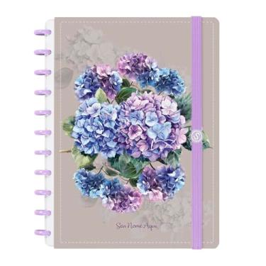 Imagem de Caderno de Disco Inteligente Personalizado Iscool G Floriografia Hortênsias Bege