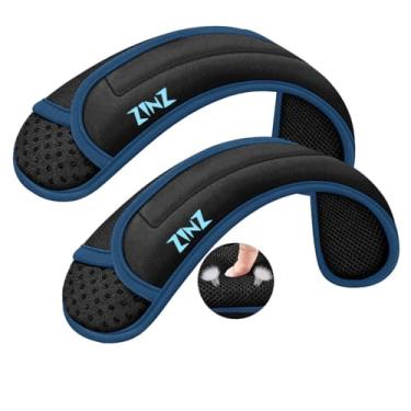 Imagem de ZINZ Pacote com 2 ombreiras universais com almofada ultra grossa para bolsa de bagagem, bolsa transversal, longa, antiderrapante e respirável, preta e azul - pacote com 2