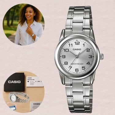 Imagem de Relógio Casio Feminino LTP-V001D Prata Elegante e Resistente à Água Casual Elegante Quartzo Analógico Pulseira Aço Inóx