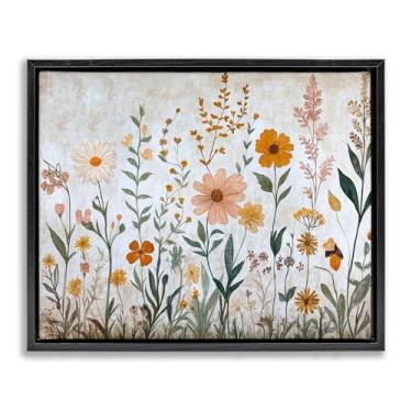 Imagem de Stupell Industries Design de arte de parede em tela flutuante com moldura preta com folhagem de flores de outono por Petal Prints Design, 17 x 21