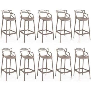 Imagem de Kit 10 Banquetas Allegra com Encosto Design Cozinha/bancada - Fendi