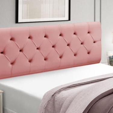 Imagem de Cabeceira Casal Estofada Madeira Cama Box Realeza - D'Julia, Rosa