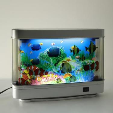 Imagem de PTAHON Lâmpada artificial de aquário com movimento, decorativa, peixes tropicais – movimento virtual do oceano, aquário artificial para crianças, brinquedo de aquário para bebês – Mini luz noturna R