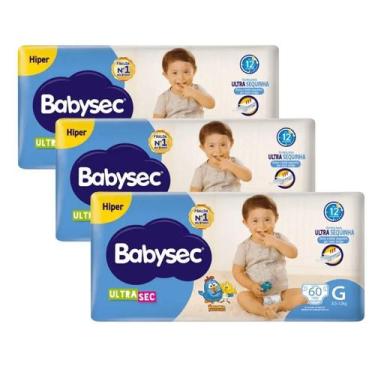 Imagem de Kit 3 Fraldas Babysec Ultrasec Hiper Galinha Pintadinha G com 60 unida