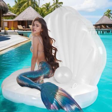 Imagem de Flutuador de piscina inflável Seashell DREMTOY 52 espessado com pérola