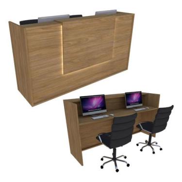 Imagem de Balcão Caixa 170cm Freijó Syncro - LINHA BLACK - Modelo 2.1 - Marcenar