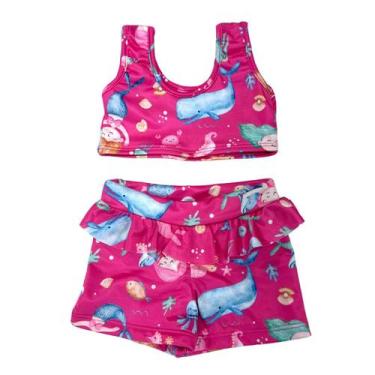 Imagem de Biquíni Praia Top + Shorts Babadinho Forrado Menina Piscina - Fofotinh