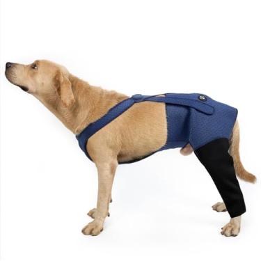 Imagem de Coodeo Roupa de recuperação de cães, alternativa de cone - resistente à abrasão, impermeável e lavável, mangas grossas de 2,5 mm para evitar lamber e picar feridas (azul, GG)