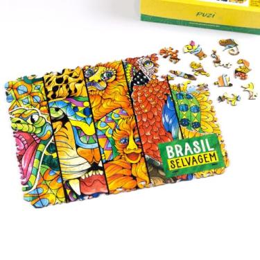 Imagem de Quebra-Cabeça Brasil Selvagem (Edição Especial #1) 200 Peças de Madeira (Com Peças em Formas de Animais)