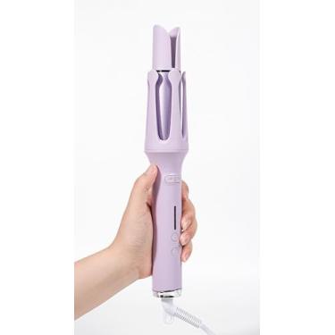 Imagem de Modelador de cachos rotativo automático com 4 temperaturas – modelador de cachos para ondas de praia, modelador de cabelo portátil, tensão dupla e leve para viagens, desligamento automático