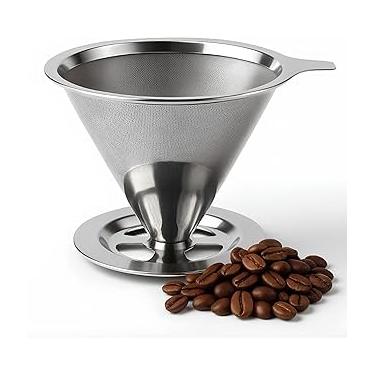 Imagem de Coador De Café Inox nº 103. Suporte Com Tela De Aço Inox, Reutilizável e Durável Preparo de Café Coado Tradicional Sem Papel Filtro.