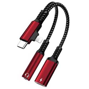 Imagem de caojunzhen Adaptador Lightning 2 em 2 e USB C para auriculares de 3,5 mm e carregador rápido, compatível com Lightning GalaxyS22, iPad Pro, Pixel, iPhone 14 13 12 11 X, etc.