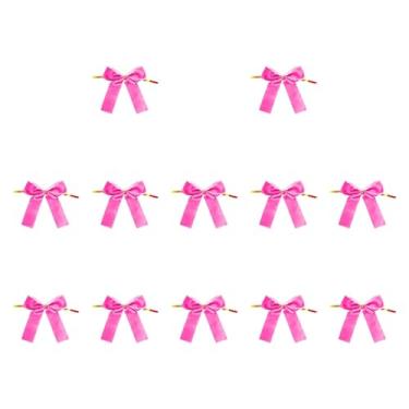 Imagem de IEUDNS 12x Laços de veludo para guirlanda de árvore de Natal, laço para porta da frente, escada, suprimentos pequenos de Natal, guirlanda de fazenda, laços, Rosa Vermelha