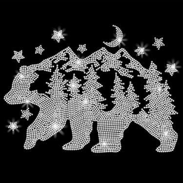 Imagem de SUPERDANT Urso Montanha Ferro em Strass Estrelas Cristal Transferência de Calor Adesivos Urso Floresta Ferro em Decalques Strass Remendos para Camiseta Roupas Sacola Jaquetas Arte DIY Artesanato