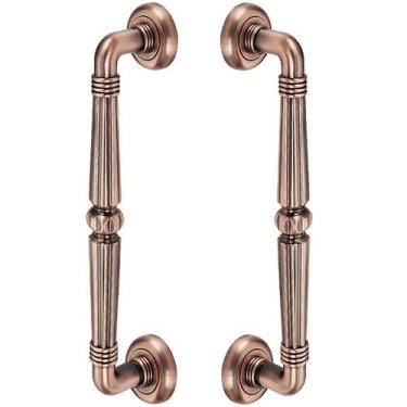 Imagem de Puxador Duplo Victoria 305mm Cobre Antigo Porta Pivotante Correr Passa
