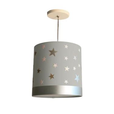 Imagem de Luminária Pendente Infantil Estrelas 25x25 1e27 Cinza - Tom Luz, Bivol