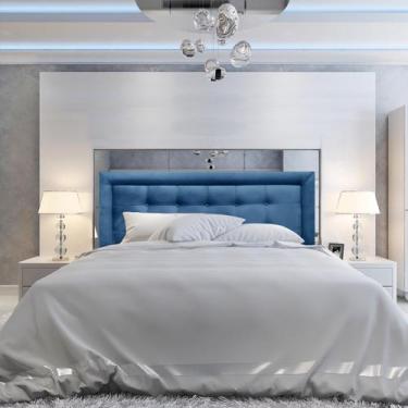 Imagem de Cabeceira Painel Casal Veneza Luxo 10 Suede Liso Azul Royal 140 X 60 R
