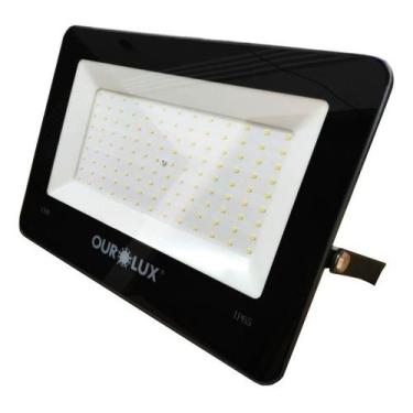Imagem de Refletor Projetor Led Slim 150W Bivolt Ip65 Branco Frio - OUROLUX, Biv