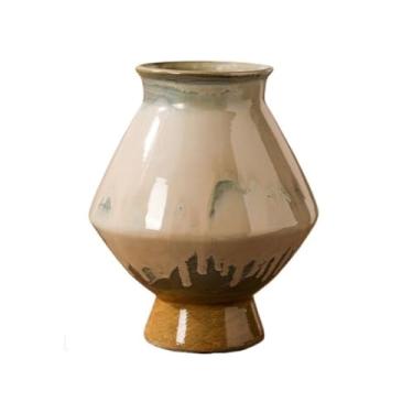 Imagem de Vasos de plantas Decoração de hall entrada para sala estar, vaso flores cerâmica chinesa retrô com superfície esmaltada exclusiva