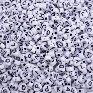 Imagem de Miçanga Passante Letras Colorida 7mm 100pçs 15g Alfabeto Escolha o Mod