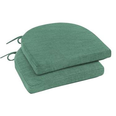 Imagem de IPYNBAP Almofadas de cadeira para cadeiras de jantar com laços e capa removível, almofadas de cadeira de cozinha de jantar com fundo antiderrapante, almofadas de assento internas de alta resiliência