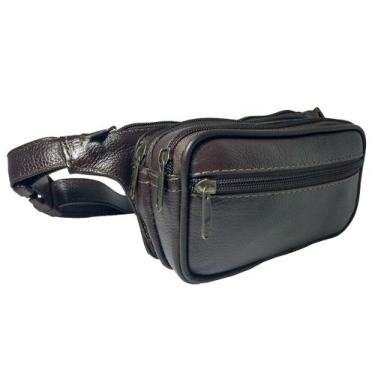 Imagem de Pochete Pequena De Couro Leve Fina Slim Compacta 4 Bolsos - Le Voyage,
