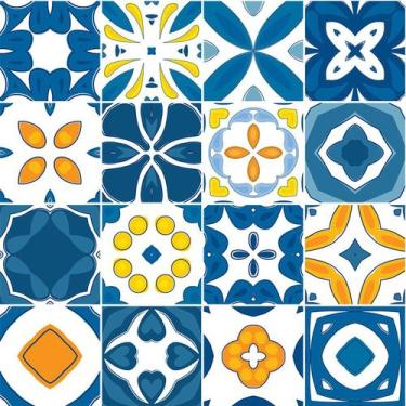 Imagem de Adesivo de Azulejo - Ladrilho Hidráulico - 20cm x 20cm - 16un - 371Azg