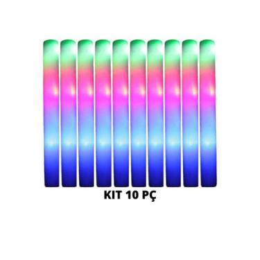 Imagem de Bastões de Espuma com Led Kit com 10 Peças - PartiuFesta