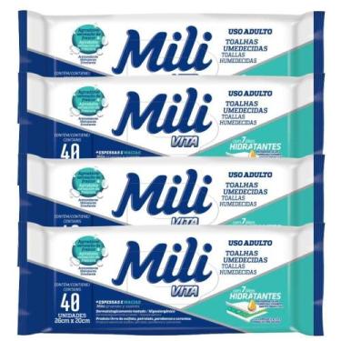 Imagem de Toalha Umedecida Mili Vita Lenço Umedecido Uso Adulto 4 Pacotes C-40 U