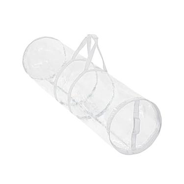 Imagem de KiBcsLic Saco de armazenamento de papel de embrulho de Natal em PVC de grande capacidade com alças, sacola transparente, organizador de papel de embrulho para, Branco