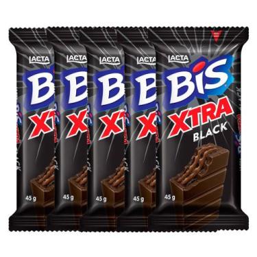 Imagem de Kit 5 Chocolate Bis Lacta Xtra Black 45g