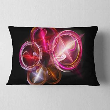 Imagem de Designart Red Fractal Desktop' Abstract Throw Lombar, sala de estar, sofá, almofada de alta qualidade + capa de almofada impressa em ambos os lados 30,5 x 50,8 cm