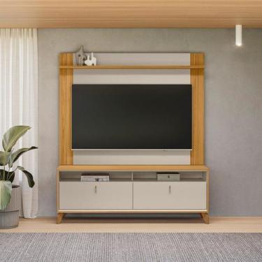 Imagem de Rack com Painel para Tv 55 Polegadas Pés em Madeira Maciça Dubai - Lin