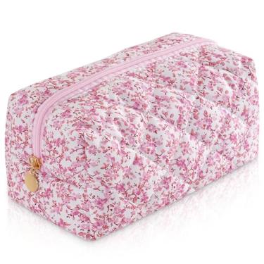 Imagem de UUYUUY Bolsa de maquiagem acolchoada, Rosa bebê, Bolsa de maquiagem