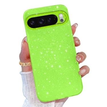 Imagem de TURYXIA Capa para Google Pixel 10 Pro XL com glitter, linda capa brilhante para mulheres e meninas, capa de telefone TPU macio de cor brilhante neon para Google Pixel 10 Pro XL 6,8 polegadas, verde