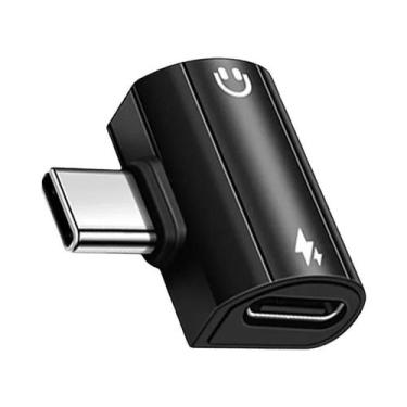 Imagem de Adaptador Conversor De Áudio USB Tipo C Para 3.5mm AUX Com Carregador 