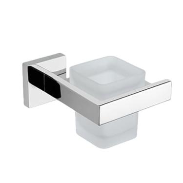 Imagem de Conjunto de acessórios para banheiro quadrado de aço inoxidável cromado, toalheiro, barra de toalha, porta-lenços, gancho para roupão, acessórios de decoração de banho, porta-escovas de dentes