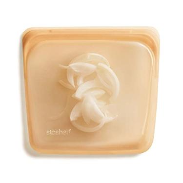 Imagem de Stasher Bolsa de armazenamento reutilizável de silicone platina, laranja (sanduíche) | Reduza o plástico de uso único | Cozinhe, armazene, faça sous vide ou congele | à prova de vazamento, seguro para