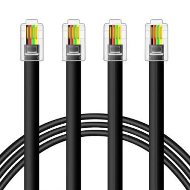 Imagem de Cabo telefônico NECABLES RJ9 4P4C macho para macho 15 pés preto x2