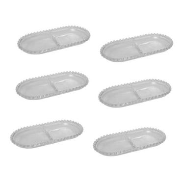 Imagem de Kit 6 Petisqueiras Travessa Wolff Pearl Cristal C/ Divisória