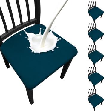 Imagem de Fafua Conjunto de 6 capas de assento de cadeira de jantar impermeáveis removíveis para cadeiras de jantar, cozinha, hotel, festa