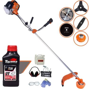 Imagem de Roçadeira Multifuncional Terra GR520-XP À Gasolina 52cc 2,5HP 6.500rpm 5 Em 1 Com Carretel Nylon + Kit 4 Lâminas de Corte + ÓLEO TOYAMA 2 Tempos + EPI