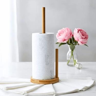 Imagem de Porta Rolo Papel Toalha de Bambu 33 cm Suporte Vertical