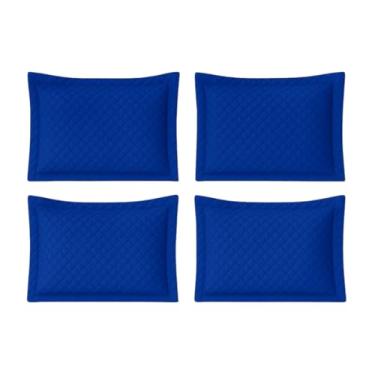 Imagem de Kit C/ 4 Fronha de Travesseiro Textura Acolchoada em Matelassê Conforto (AZUL ROYAL)