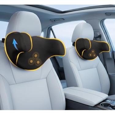 Imagem de Travesseiro de encosto de cabeça de carro para dirigir: pacote com 2 almofadas ergonômicas de espuma viscoelástica para alívio da dor de cabeça e pescoço, almofada de descanso de cabeça ajustável para