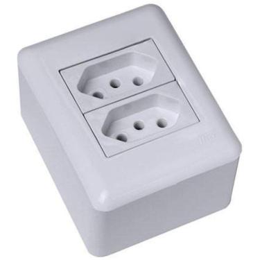 Imagem de Mt - Cj Tomada Dupla 10A Sobrepor Montado - Blux Overlap Bra